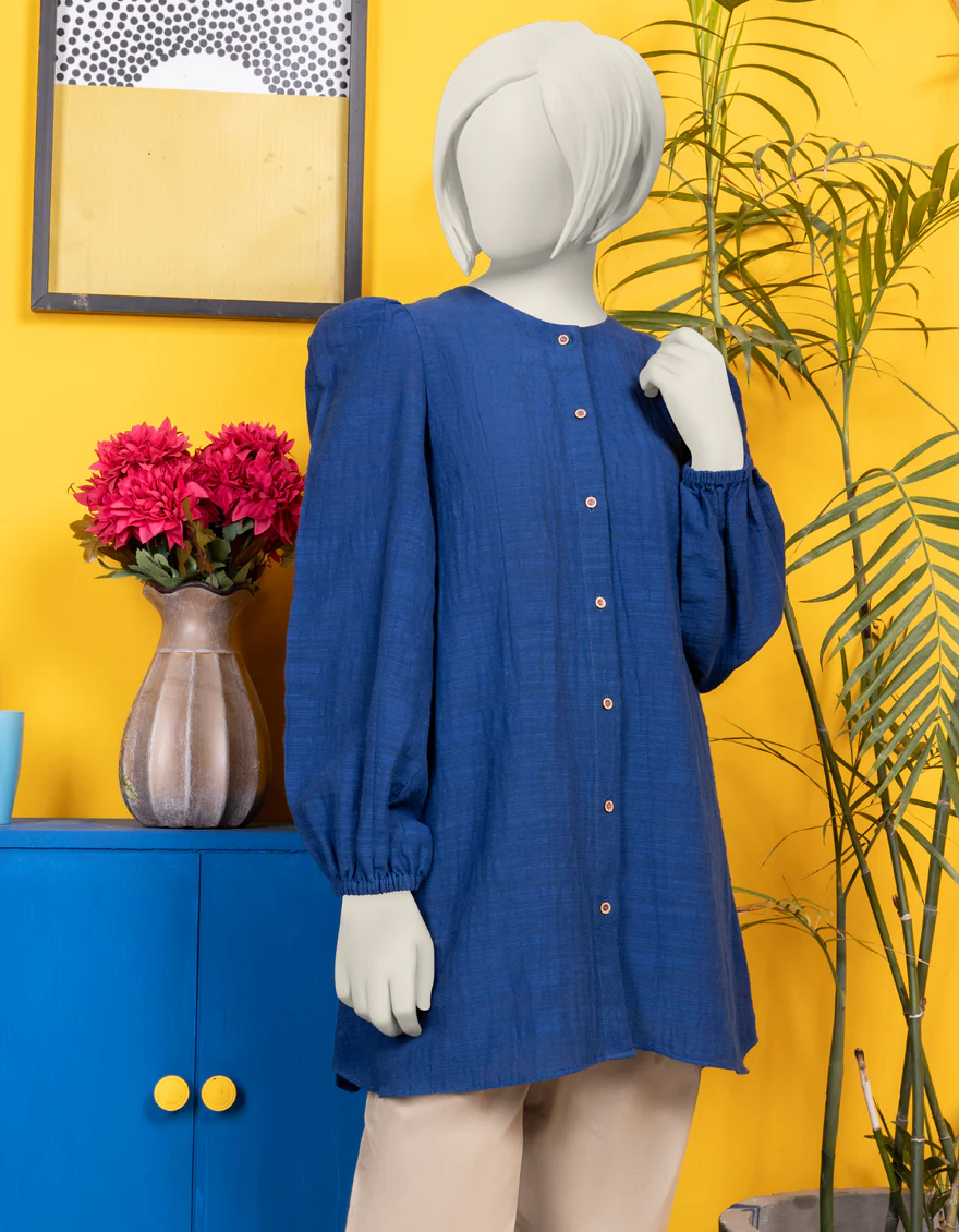 BLUE KHADDAR KURTI | JYGK-S-JWT-24-4013 FB/EEVERYDAY-4 - Image 3