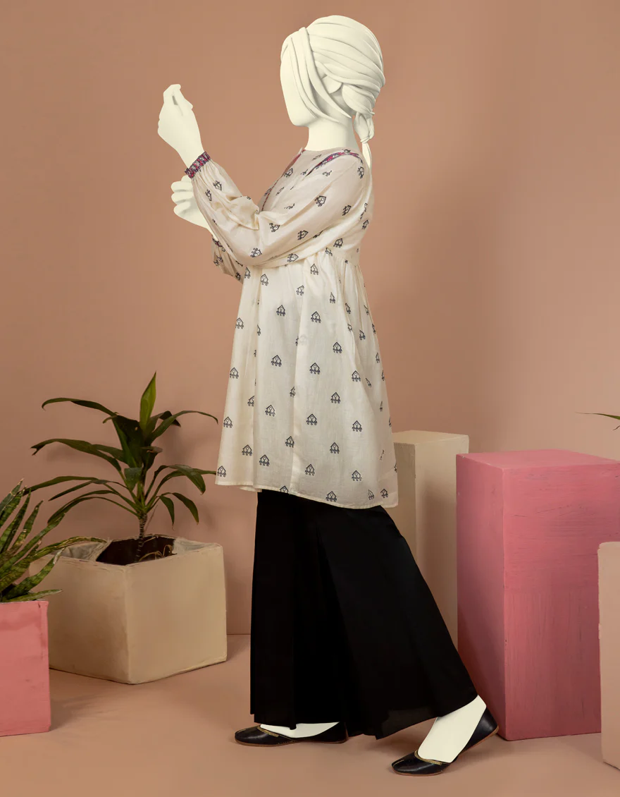 OFF WHITE LAWN KURTI | JYGK-S-JWT-US-22-4005 FB/ZIZI - Image 2