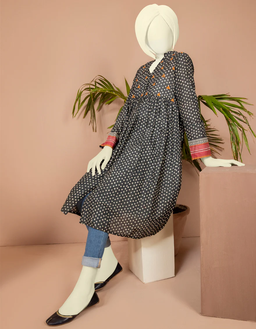 BLACK LAWN KURTI | JYGK-S-JWT-US-22-4006 FB/DAYE - Image 2