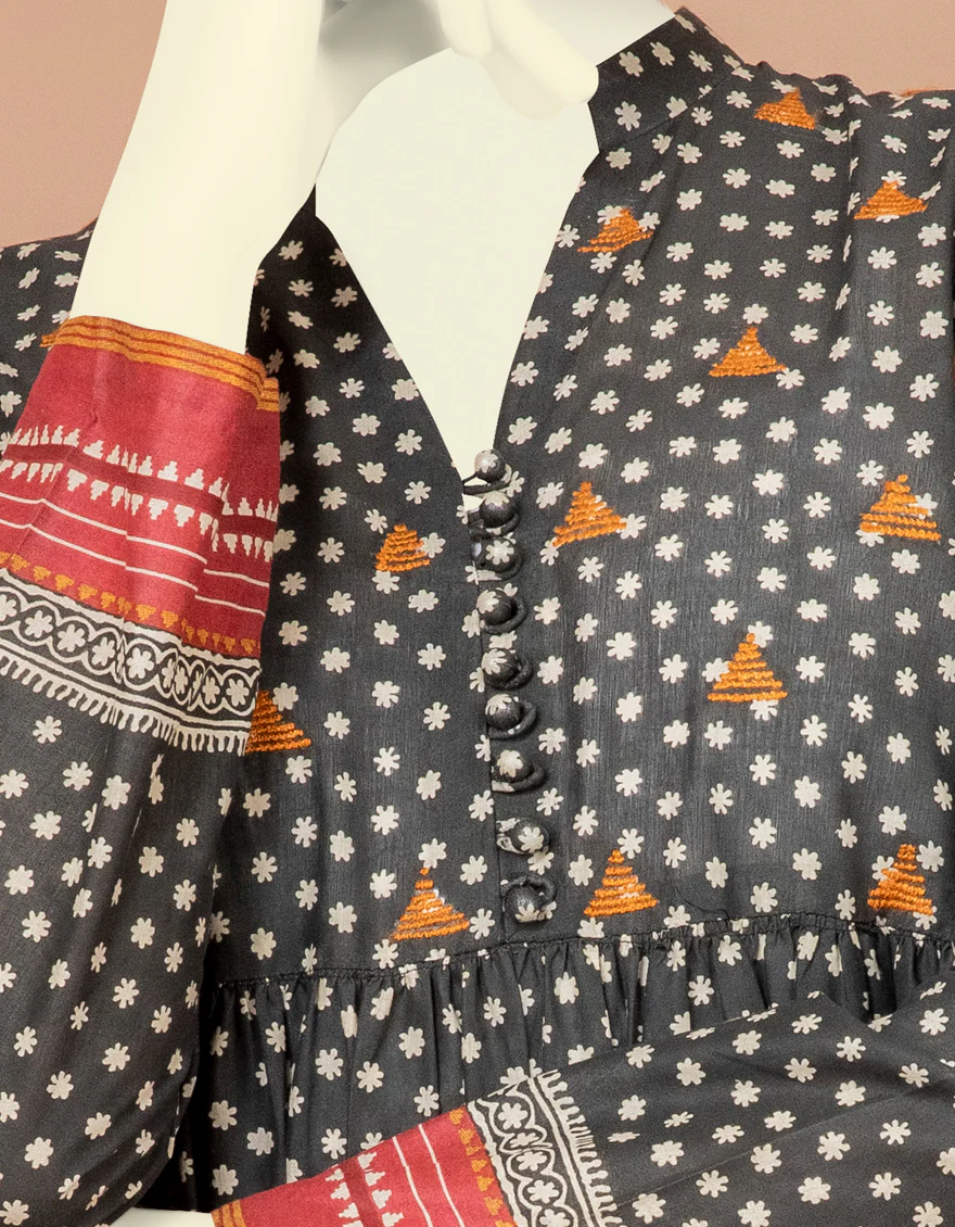 BLACK LAWN KURTI | JYGK-S-JWT-US-22-4006 FB/DAYE - Image 4