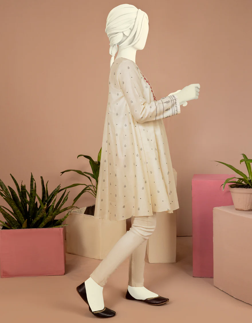 CREAM LAWN KURTI | JYGK-S-JWT-US-22-4008 FB/ZERU - Image 2