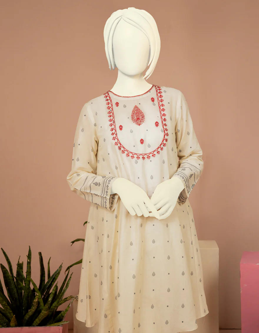CREAM LAWN KURTI | JYGK-S-JWT-US-22-4008 FB/ZERU - Image 4