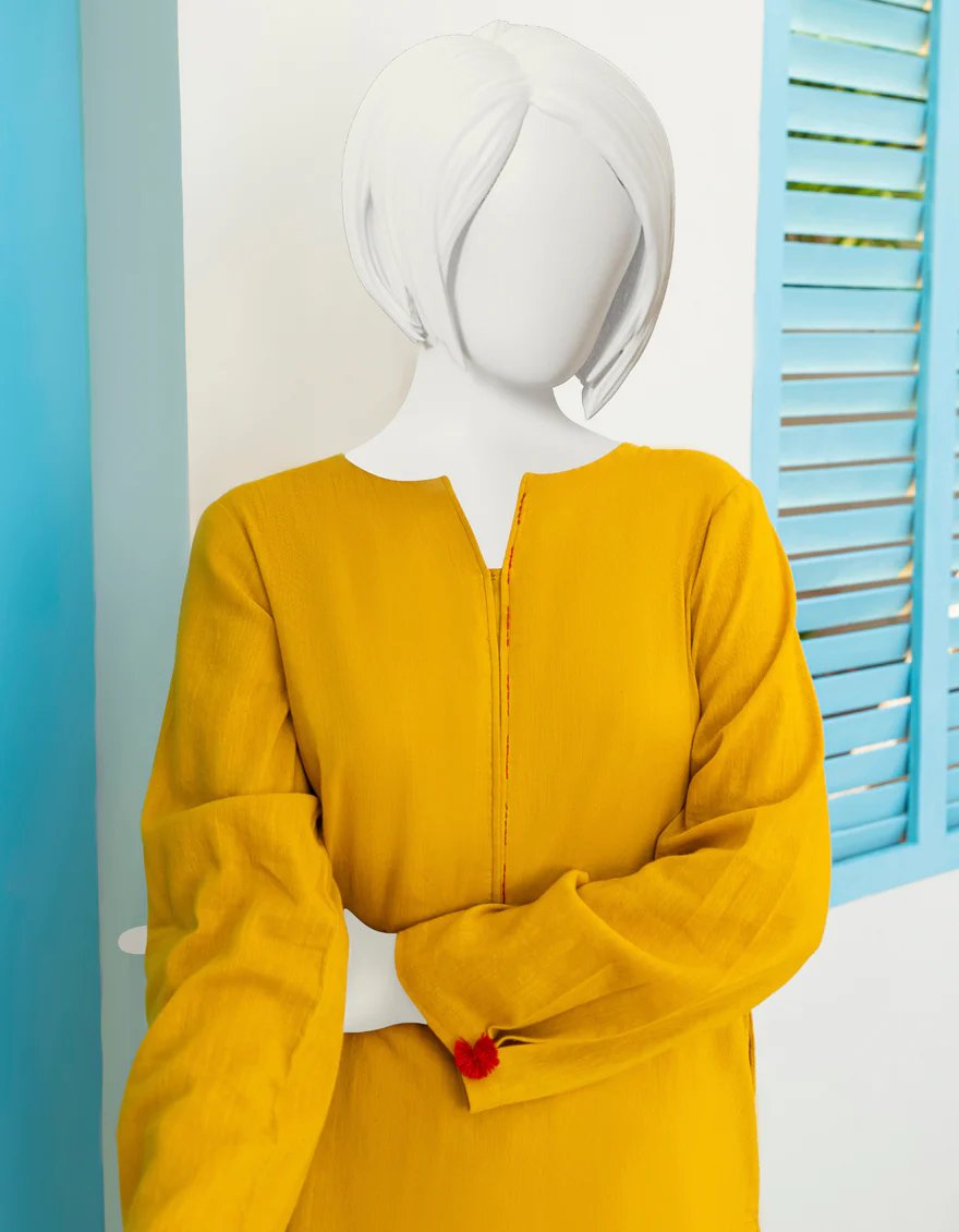 MUSTARD DYED KURTI | JYGK-S-JWT-US-23-3203 FB/DHANAK-3 - Image 3