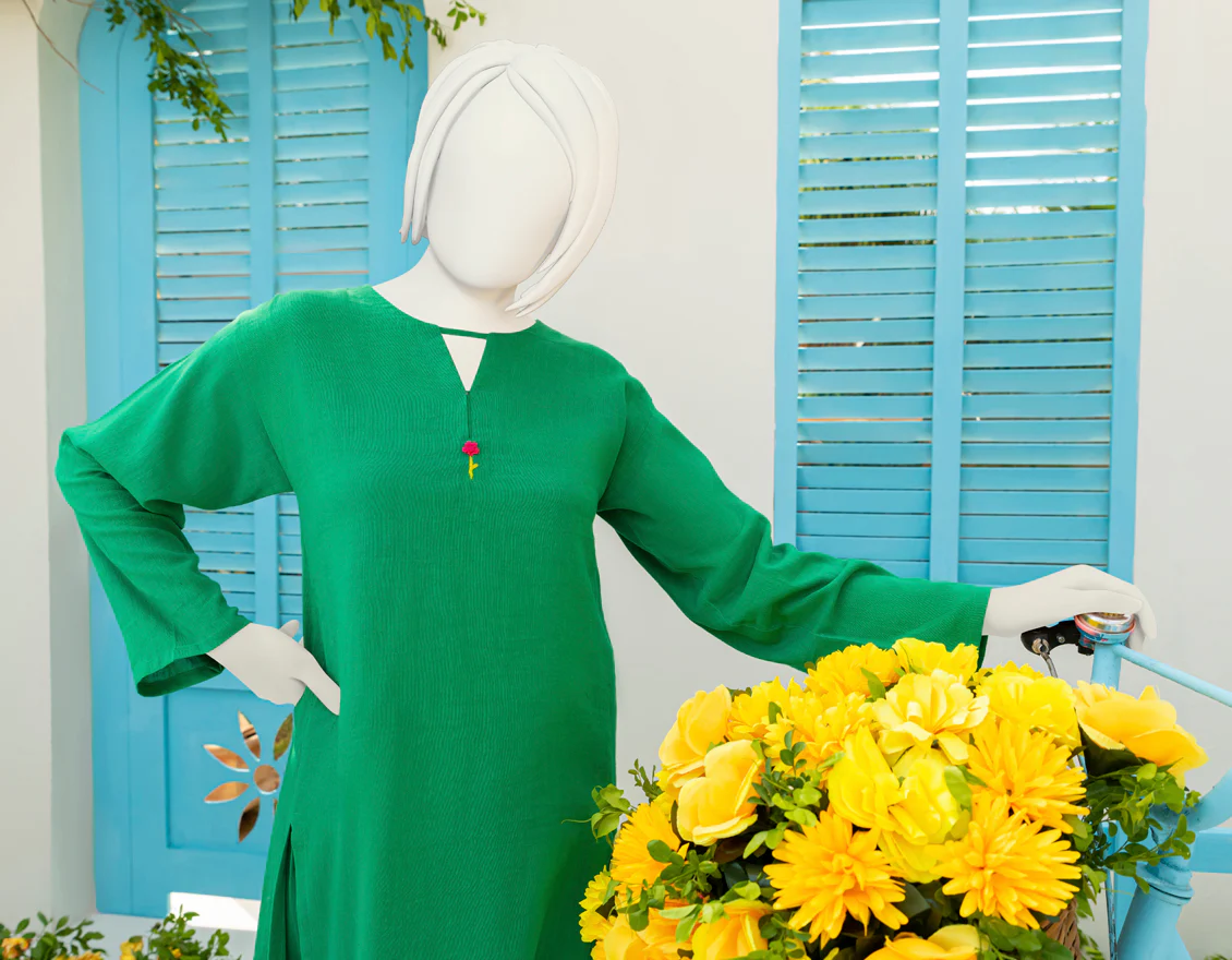 GREEN DYED KURTI | JYGK-S-JWT-US-23-3205 FB/DHANAK-5 - Image 3
