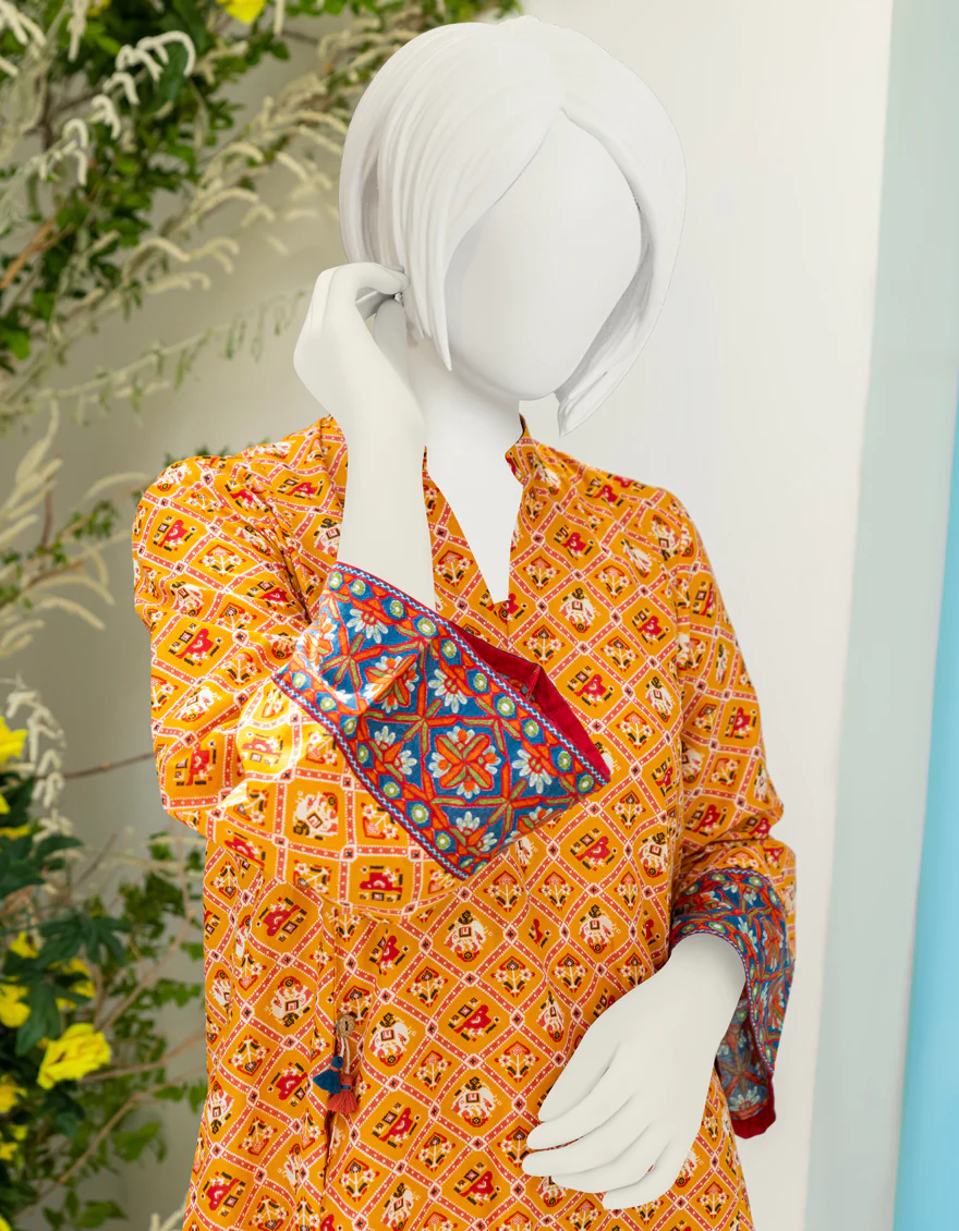 YELLOW LAWN KURTI | JYGK-S-JWT-US-23-4004 FB/PATOLA-4 - Image 2