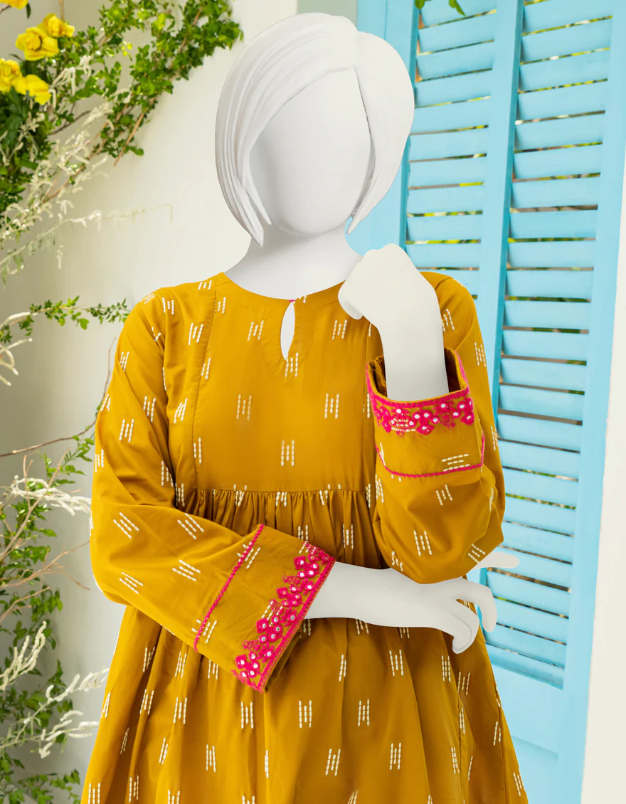 MUSTARD LAWN KURTI | JYGK-S-JWT-US-23-4007 FB/STAMP-02 - Image 3