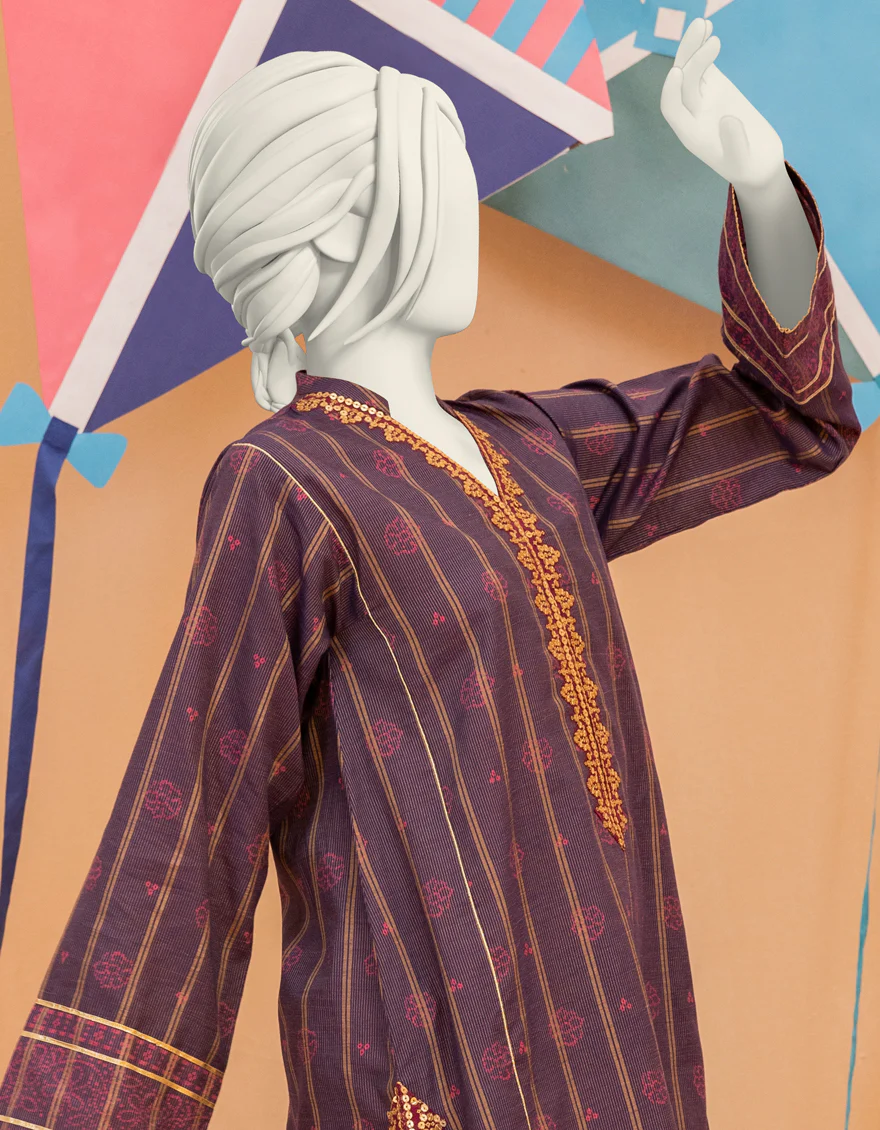 PURPLE LAWN KURTI | JYGK-S-YGKL-129-24 FB/ZARGUL-01 - Image 3