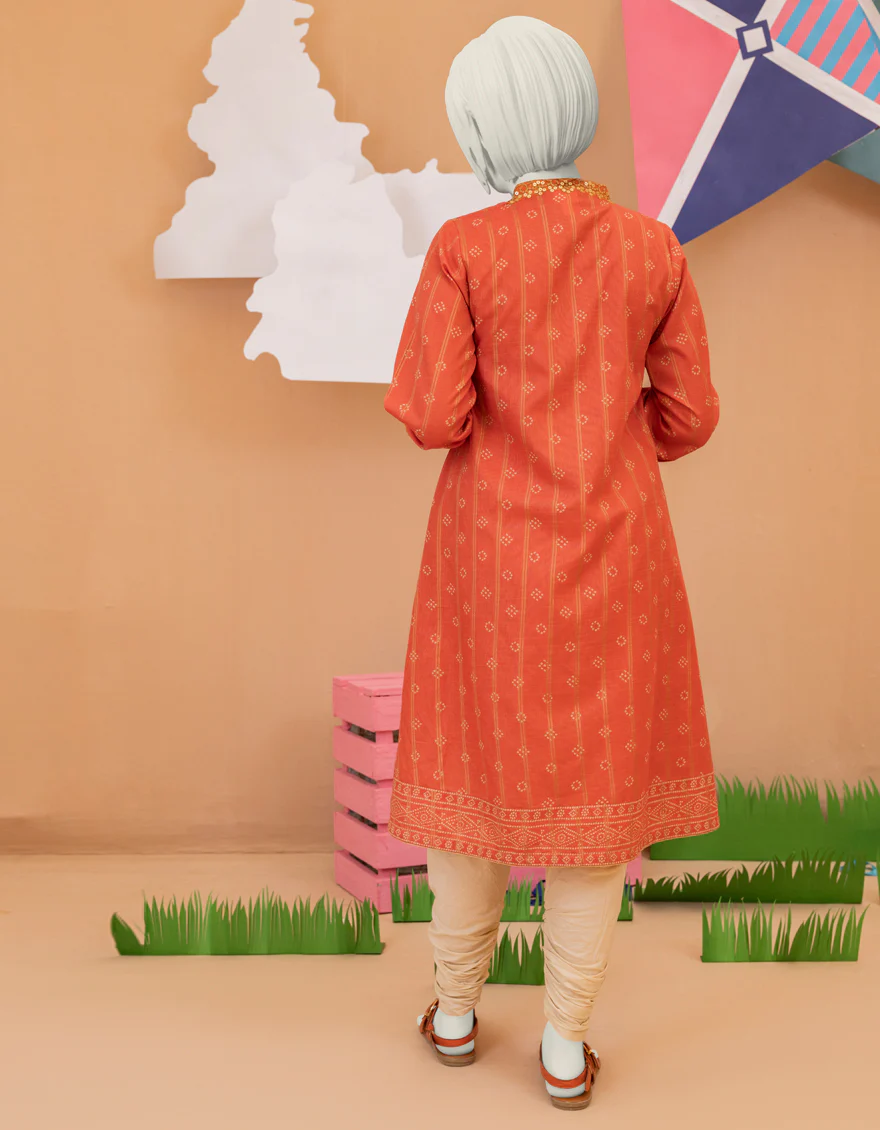 ORANGE LAWN KURTI | JYGK-S-YGKL-133-24 F - Image 2