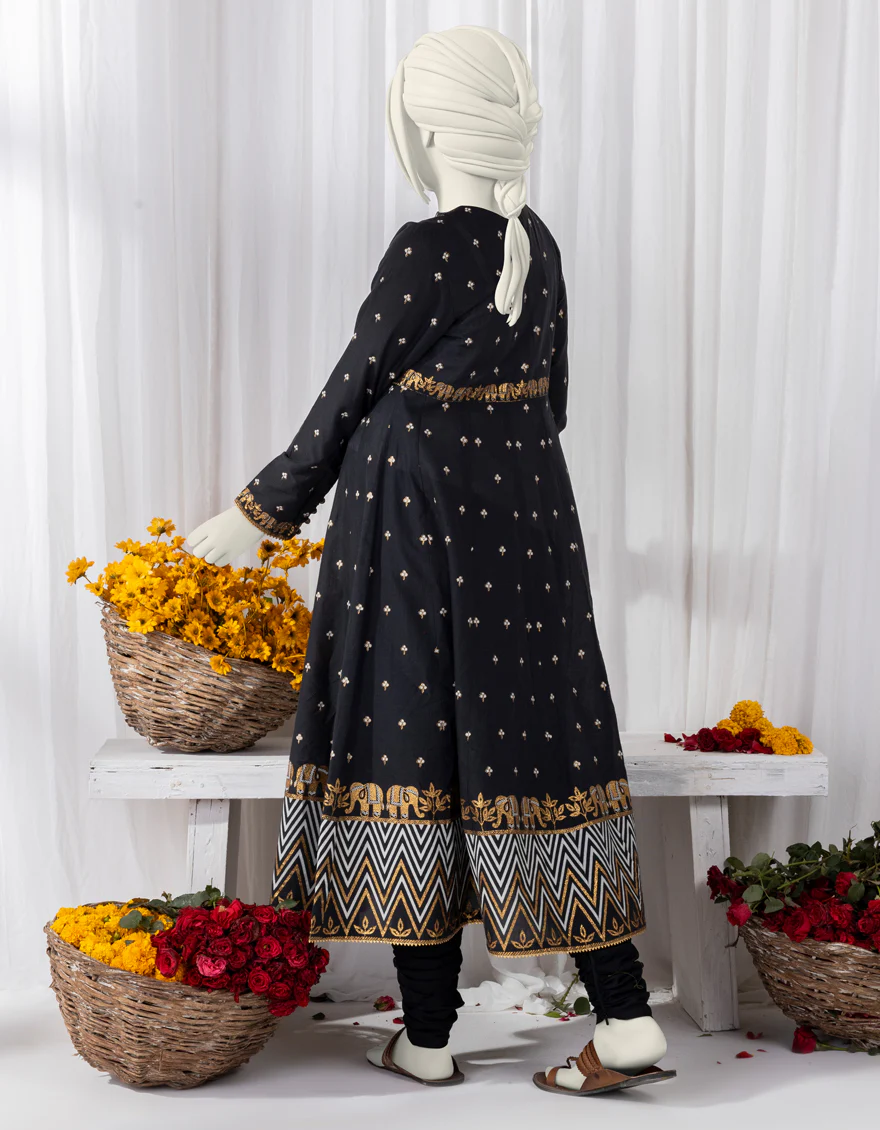 BLACK LAWN KURTI | JYGK-S-YGKL-157-24 FB/BROCADE-01 - Image 2