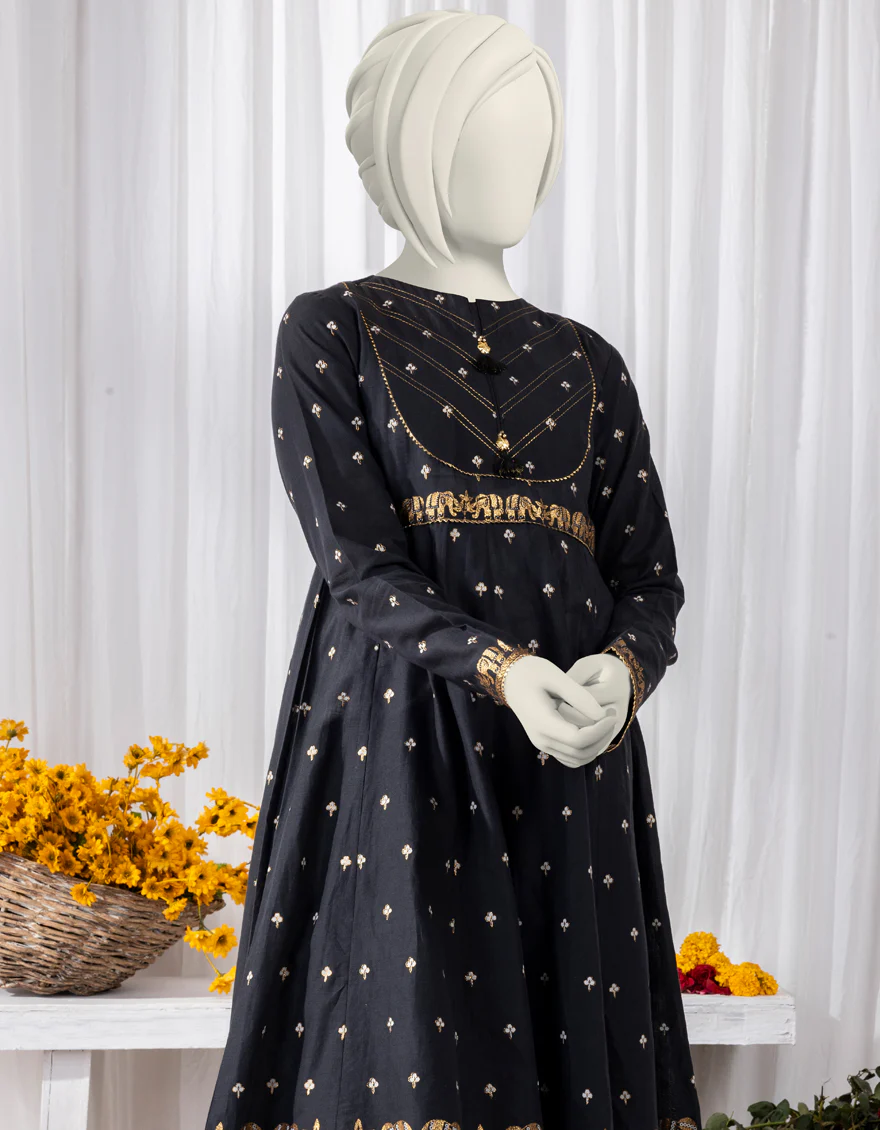 BLACK LAWN KURTI | JYGK-S-YGKL-157-24 FB/BROCADE-01 - Image 3