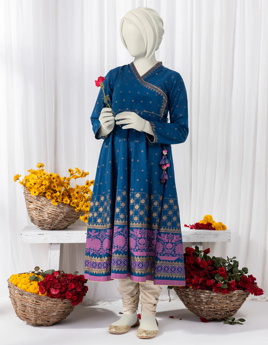 BLUE LAWN KURTI | JYGK-S-YGKL-158-24 FB/BROCADE-2