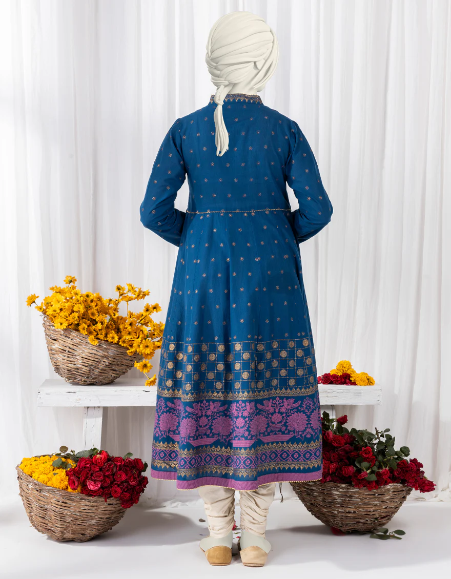 BLUE LAWN KURTI | JYGK-S-YGKL-158-24 FB/BROCADE-2 - Image 2