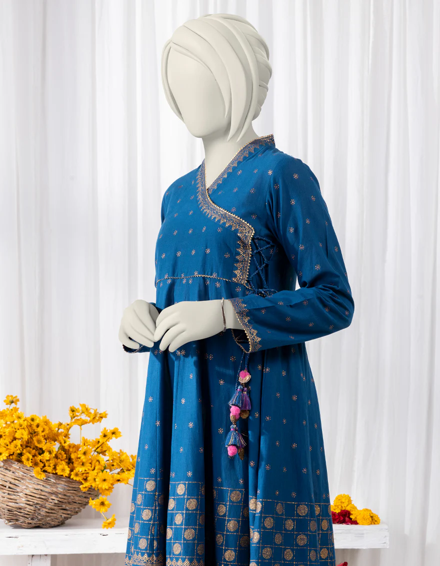 BLUE LAWN KURTI | JYGK-S-YGKL-158-24 FB/BROCADE-2 - Image 3