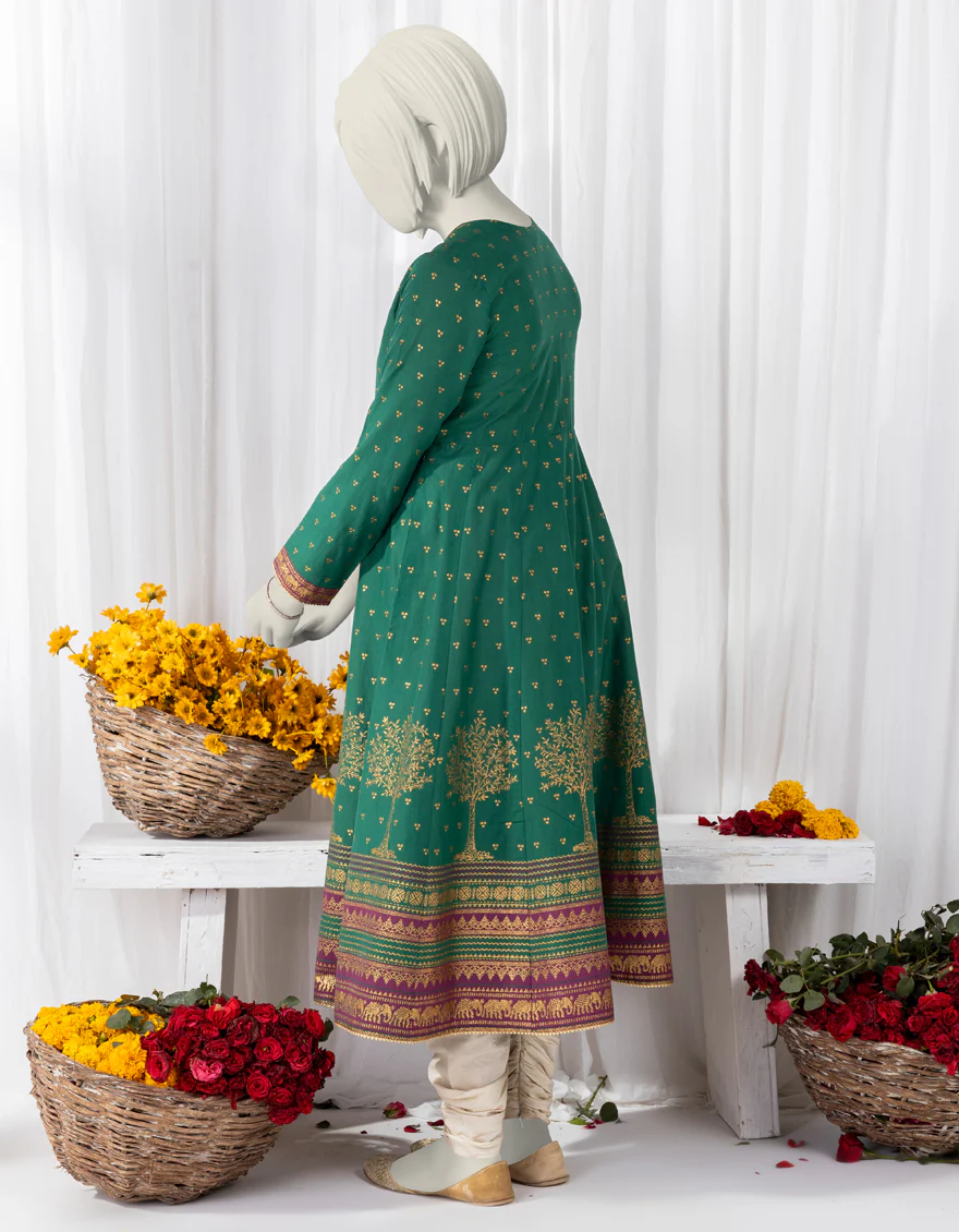 GREEN LAWN KURTI | JYGK-S-YGKL-160-24 FB/BROCADE-04 - Image 2