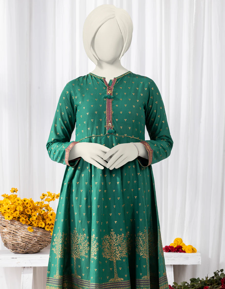 GREEN LAWN KURTI | JYGK-S-YGKL-160-24 FB/BROCADE-04 - Image 3