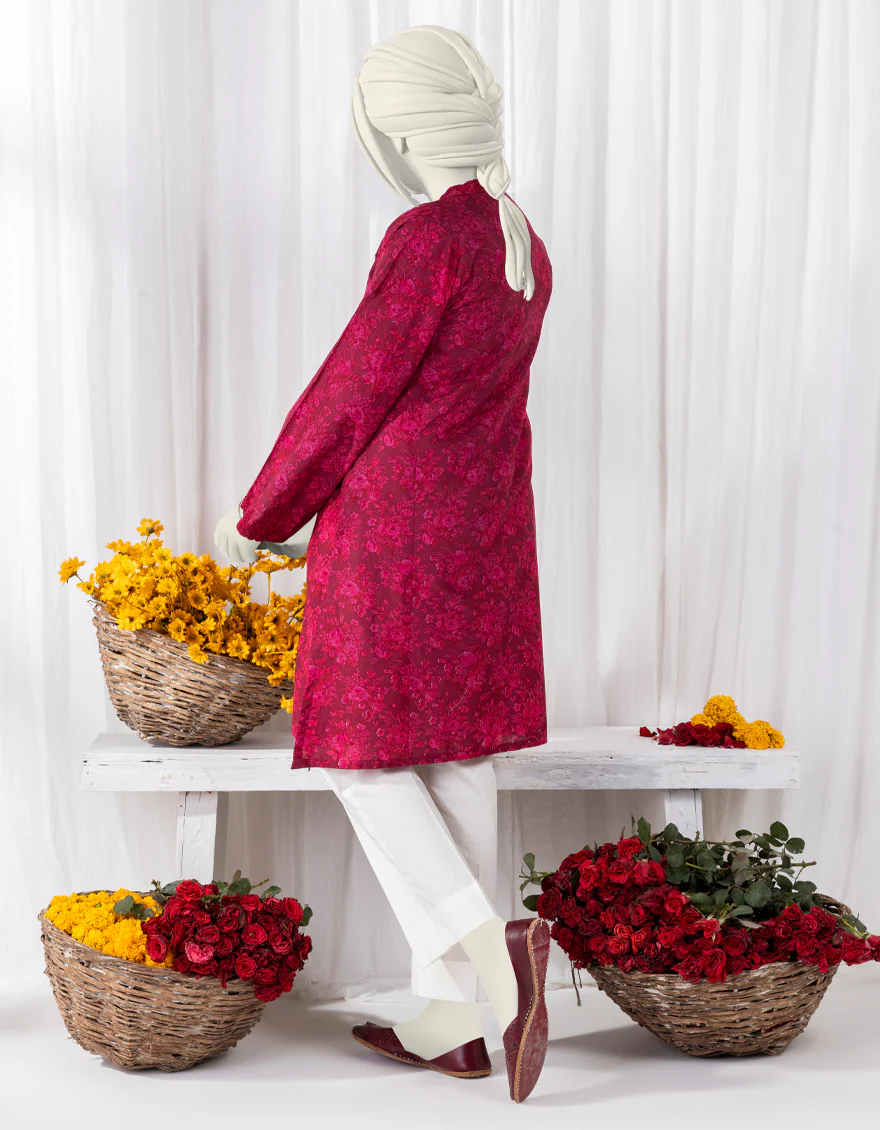 RED CAMBRIC KURTI | JYGK-S-YGKL-163-24 FB/IMROZ-3 - Image 2