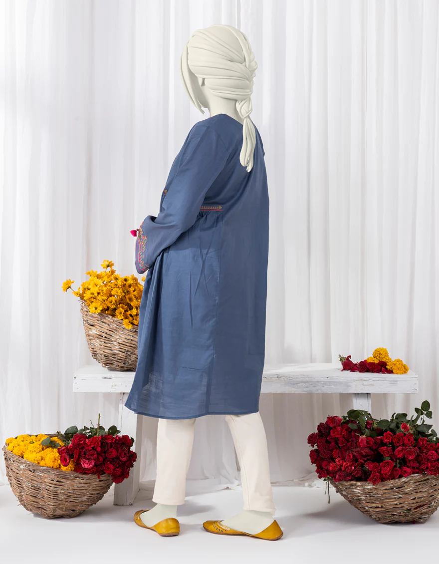 BLUE TEXTURED KURTI | JYGK-S-YGKL-164-24 FB/SOZANKARI-01 - Image 2
