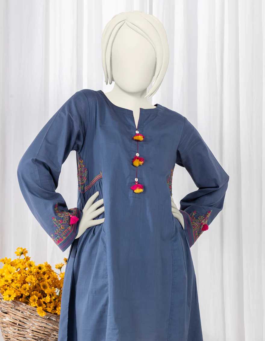 BLUE TEXTURED KURTI | JYGK-S-YGKL-164-24 FB/SOZANKARI-01 - Image 3