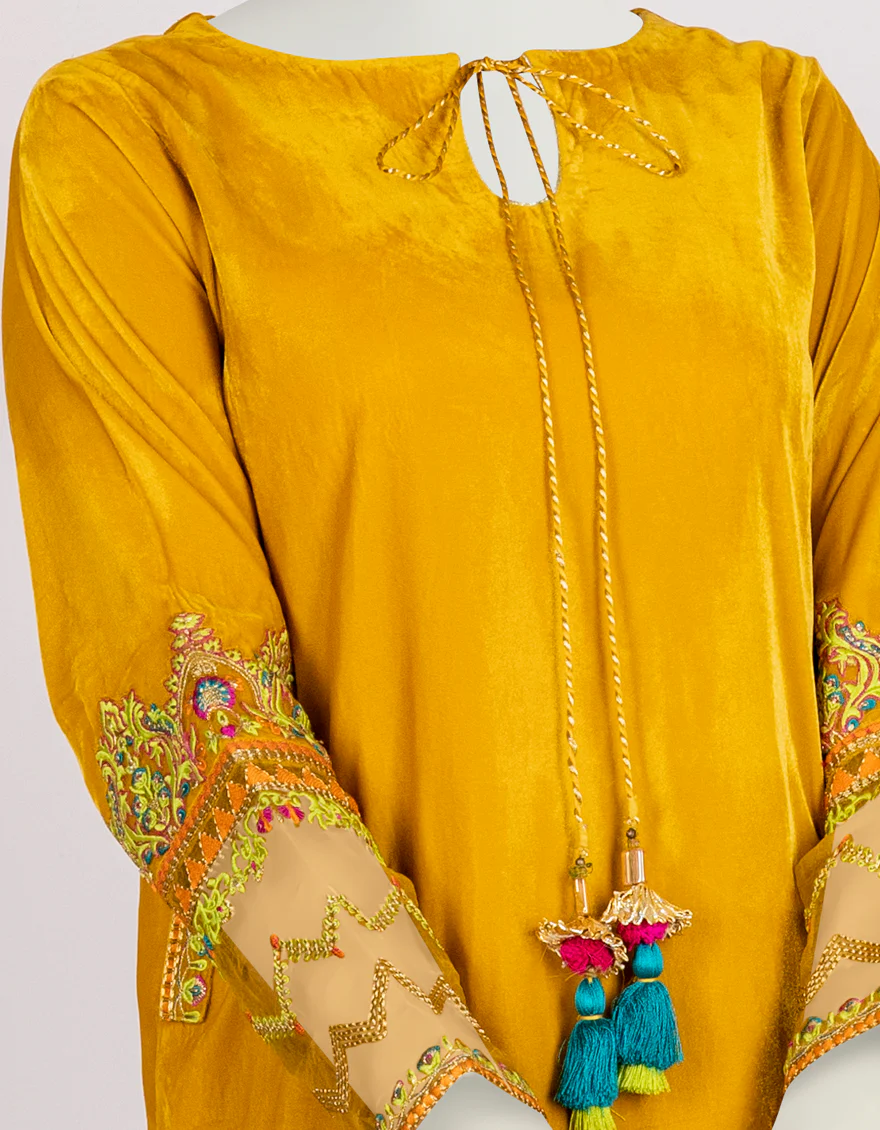 YELLOW VELVET KURTI | JYGK-W-JJTK-US-22-062 FB/FF-328 - Image 2