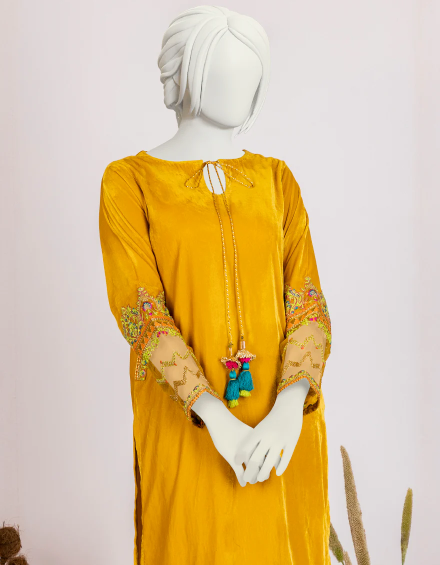 YELLOW VELVET KURTI | JYGK-W-JJTK-US-22-062 FB/FF-328 - Image 3
