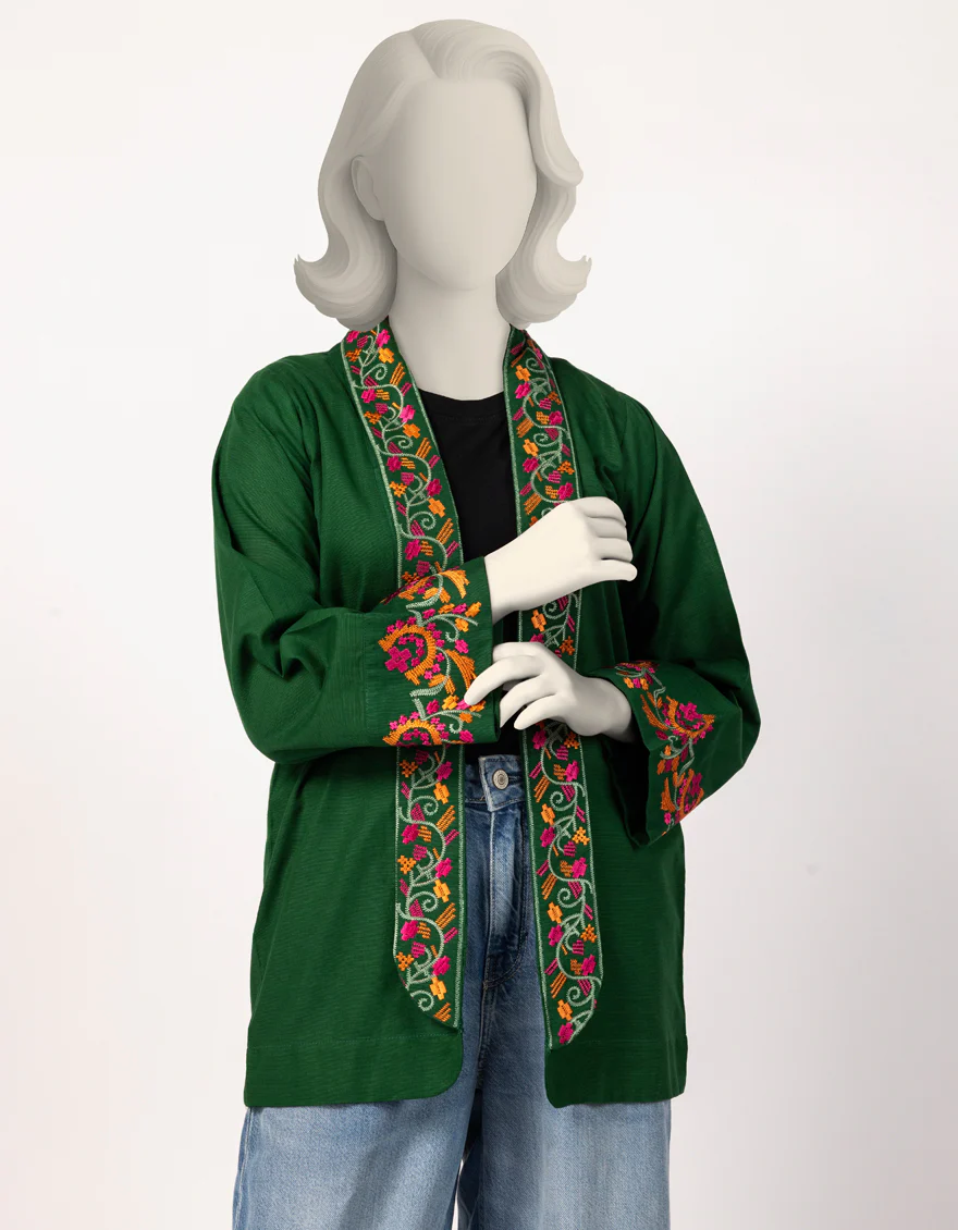 GREEN KHADDAR KURTI | JYGK-W-JTS-25-4111 FB/SHAKET-3 - Image 2