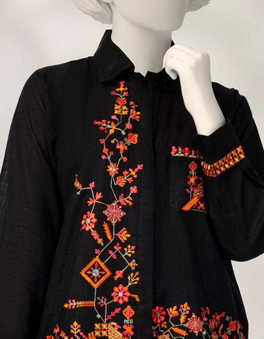 BLACK KHADDAR KURTI | JYGK-W-JTS-25-4112 FB/SHAKET-4 - Image 3