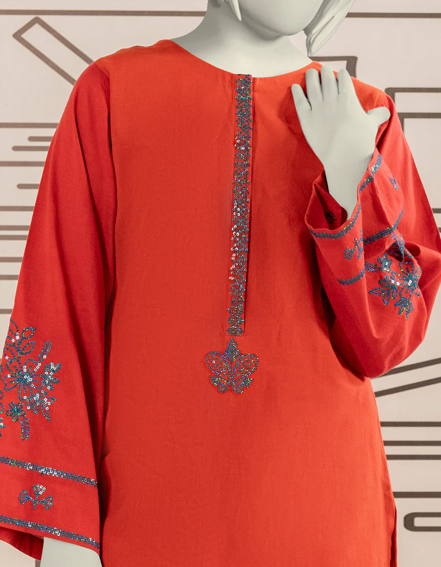 RED CAMBRIC 2PC STITCHED | JYGK-W-JWT-24-3212 FB/NEEDLE WORK -02 - Image 2