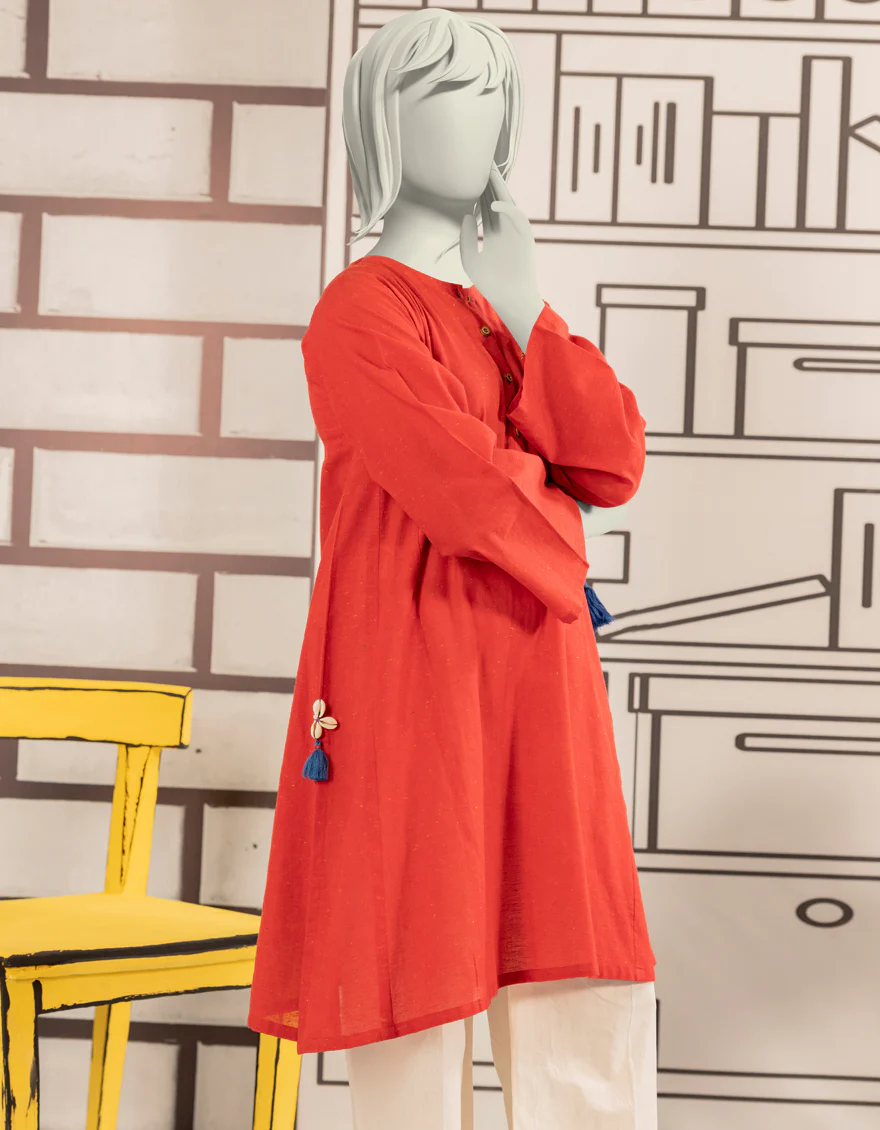 RED TEXTURED KURTI | JYGK-W-JWT-24-4018 FB/ROOTS-2 - Image 3