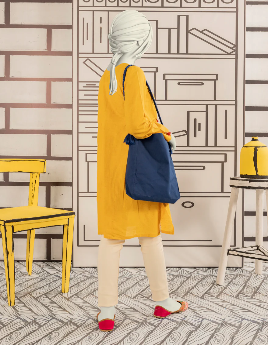 YELLOW TEXTURED KURTI | JYGK-W-JWT-24-4019 FB/ROOTS-3 - Image 2