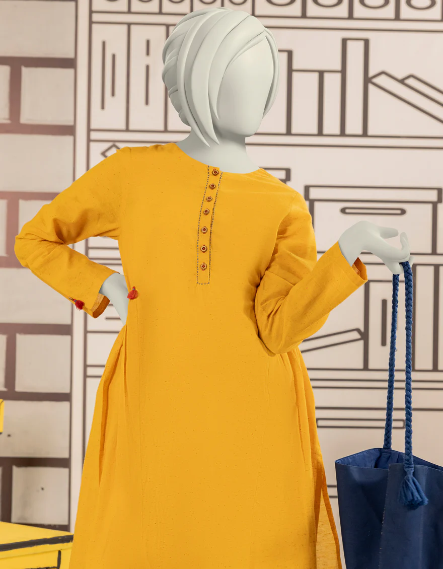 YELLOW TEXTURED KURTI | JYGK-W-JWT-24-4019 FB/ROOTS-3 - Image 3