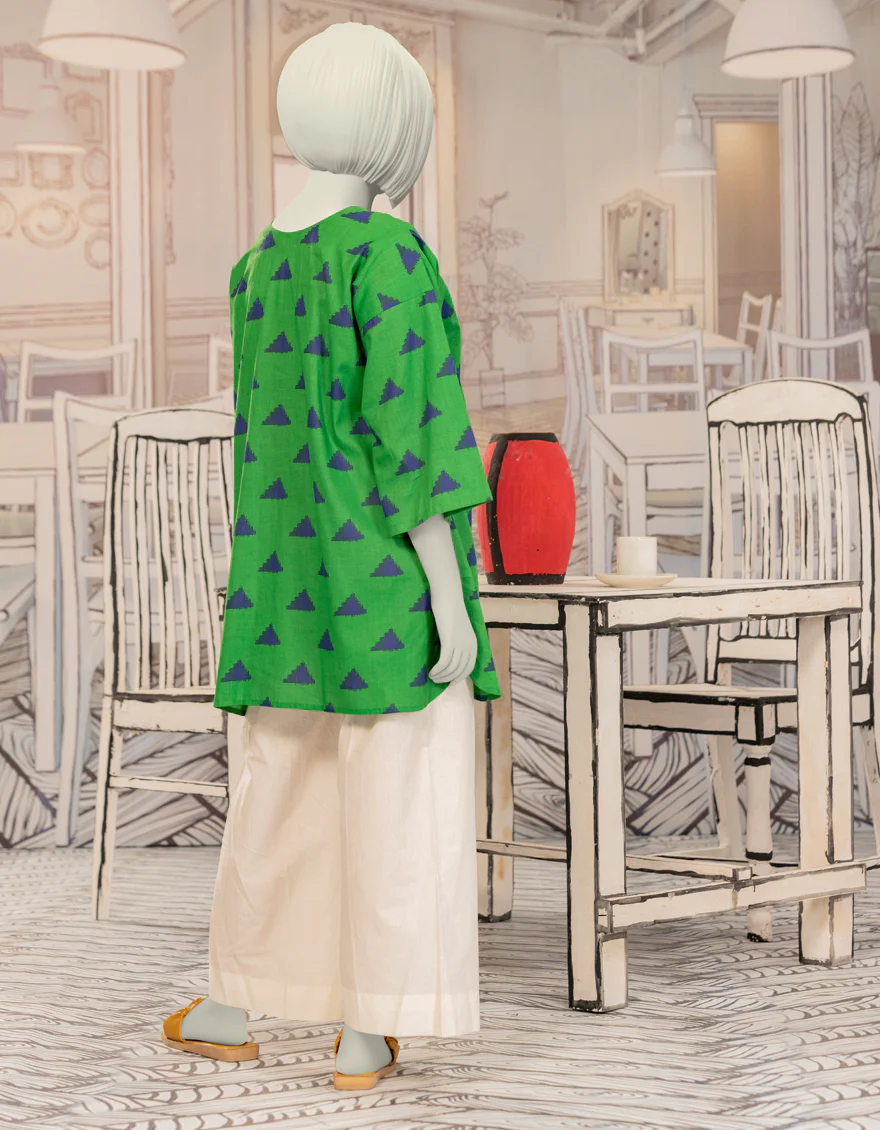 GREEN CAMBRIC KURTI | JYGK-W-JWT-24-4020 FB/ESSENTIALS-T-13 - Image 2