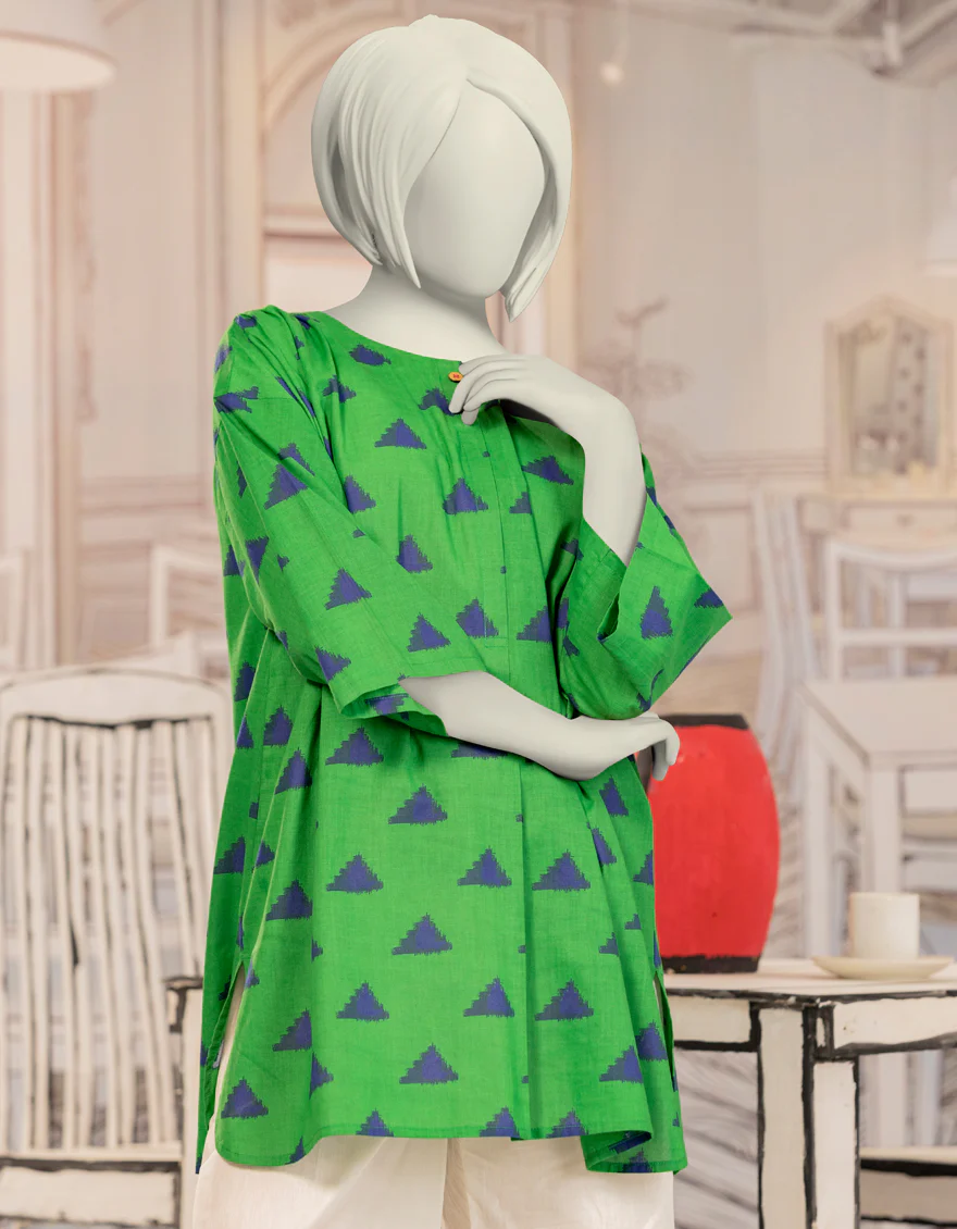 GREEN CAMBRIC KURTI | JYGK-W-JWT-24-4020 FB/ESSENTIALS-T-13 - Image 3