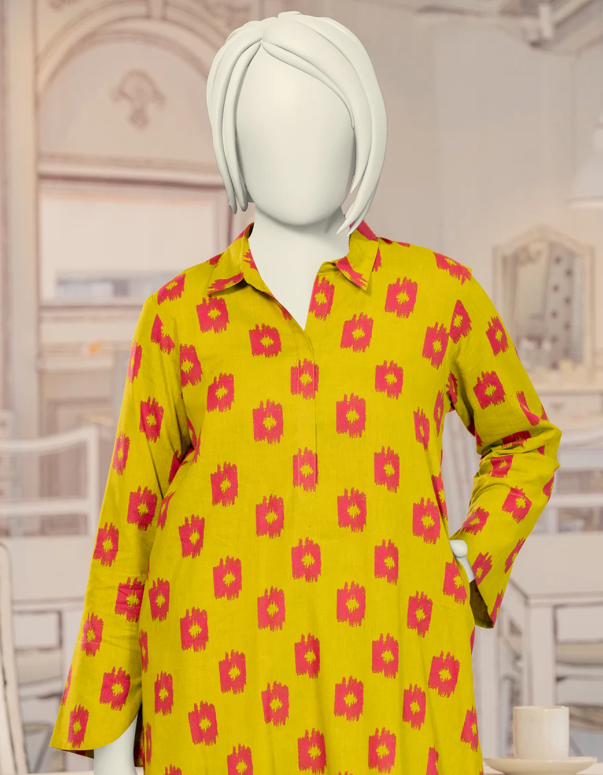 GREEN CAMBRIC KURTI | JYGK-W-JWT-24-4021 FB/ESSENTIALS-T-14 - Image 3