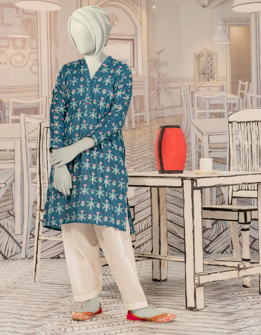 BLUE CAMBRIC KURTI | JYGK-W-JWT-24-4023 FB/ESSENTIALS-T-16 - Image 3