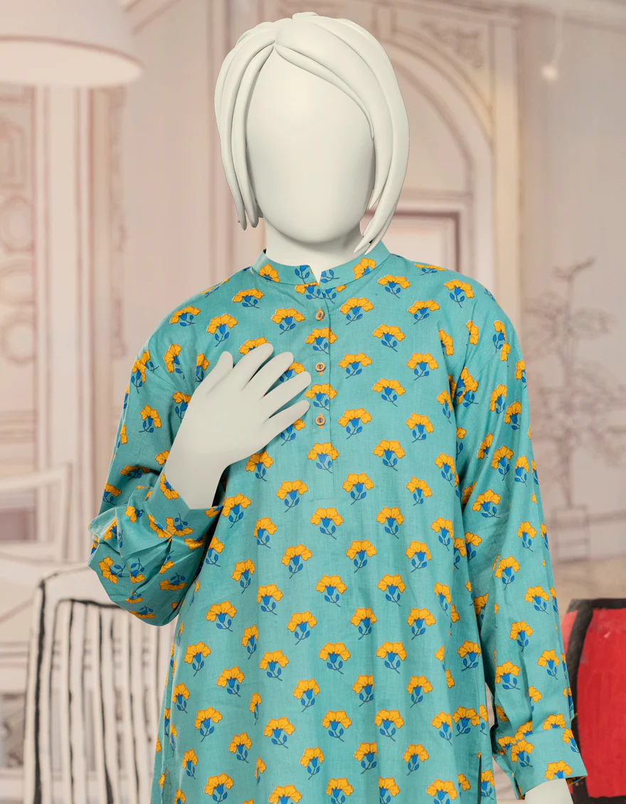 BLUE CAMBRIC KURTI | JYGK-W-JWT-24-4025 FB/ESSENTIALS-T-18 - Image 3