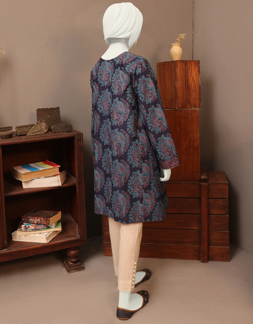 NAVY BLUE CAMBRIC KURTI | JYGK-W-JWT-US-22-4013 FB/WHITE-628 - Image 2