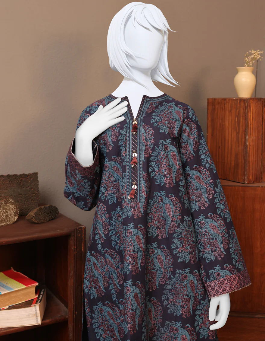 NAVY BLUE CAMBRIC KURTI | JYGK-W-JWT-US-22-4013 FB/WHITE-628 - Image 3