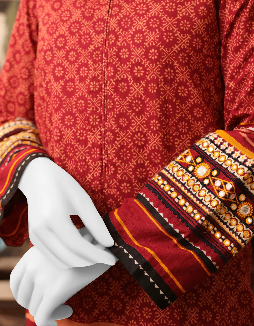 RED LAWN KURTI | JYGK-W-JWT-US-22-4014 FB/KANCHALI - Image 3