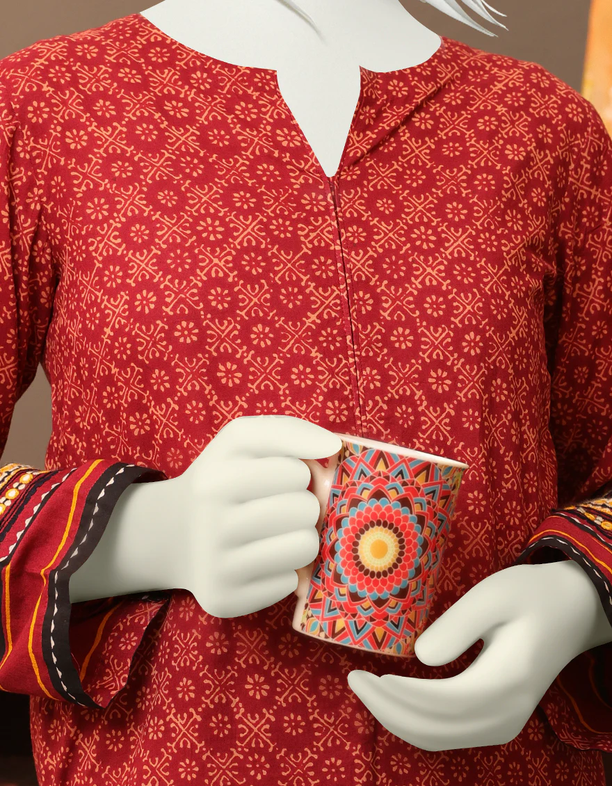 RED LAWN KURTI | JYGK-W-JWT-US-22-4014 FB/KANCHALI - Image 4