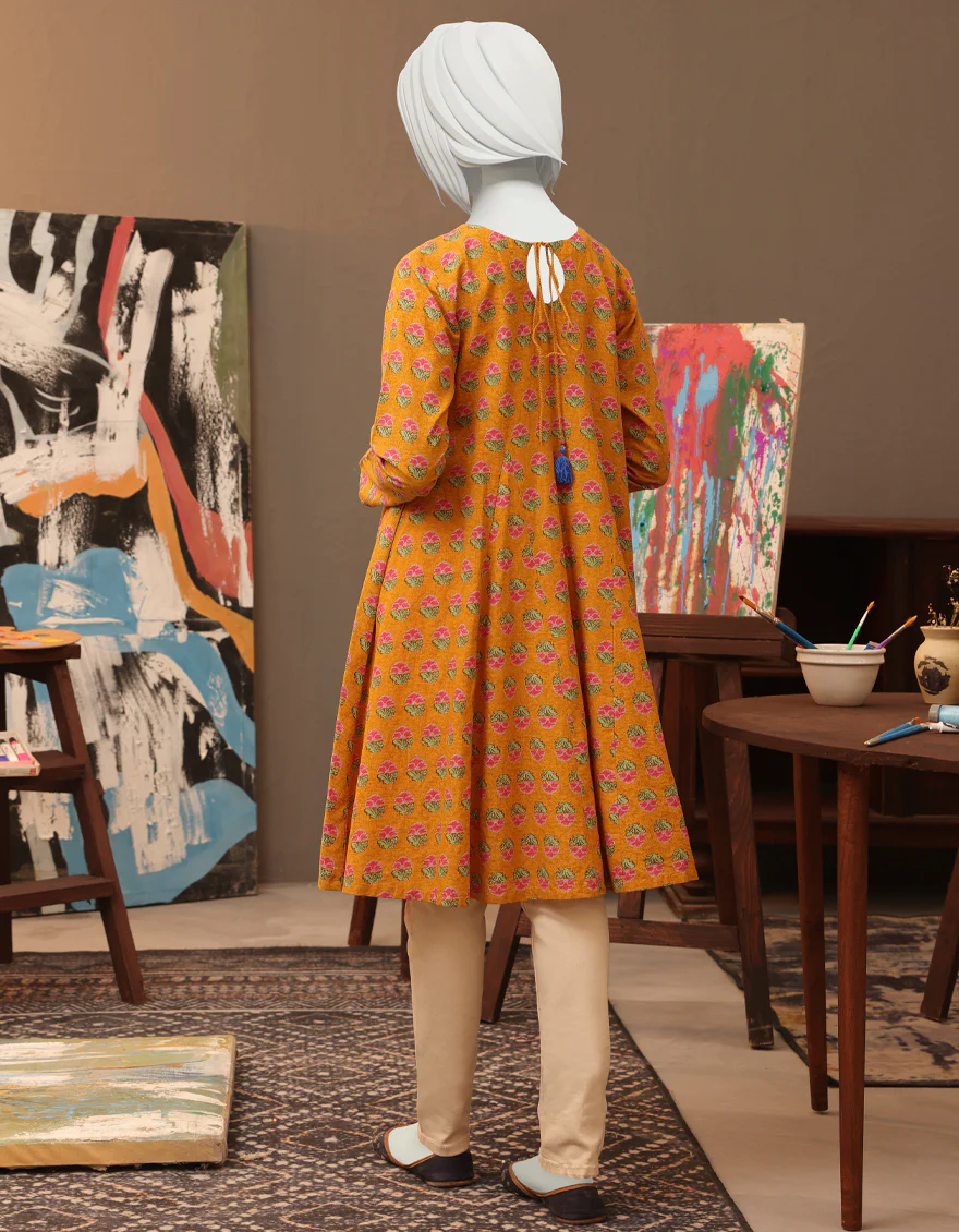 YELLOW LAWN KURTI | JYGK-W-JWT-US-22-4016 FB/NEHRAN - Image 2