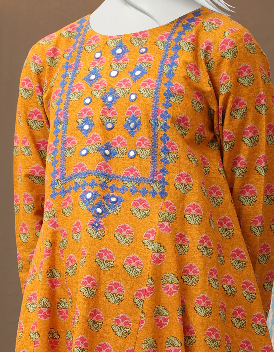 YELLOW LAWN KURTI | JYGK-W-JWT-US-22-4016 FB/NEHRAN - Image 3