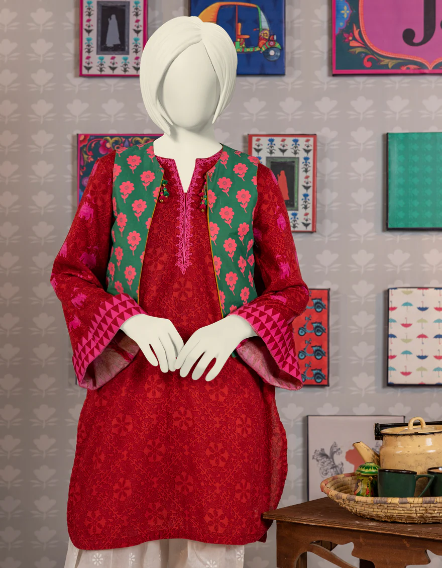 YELLOW JACQUARD KURTI | JYGK-W-JWT-US-23-4017 FB/KD-ORANGE - Image 3