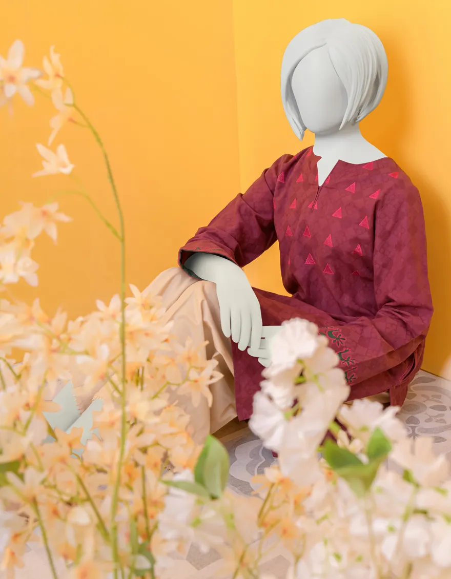 MAROON TEXTURED KURTI | JYGK-YGKL-S-128-23 F - Image 2