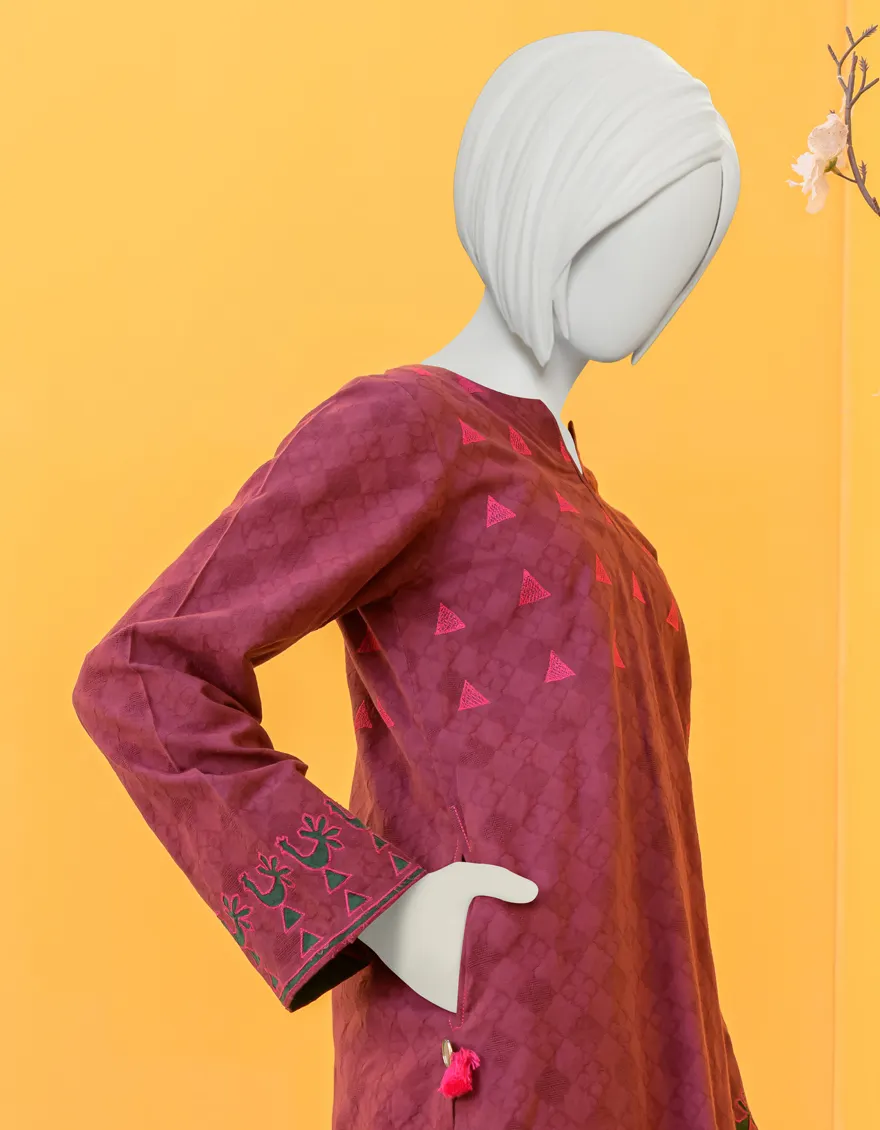 MAROON TEXTURED KURTI | JYGK-YGKL-S-128-23 F - Image 3
