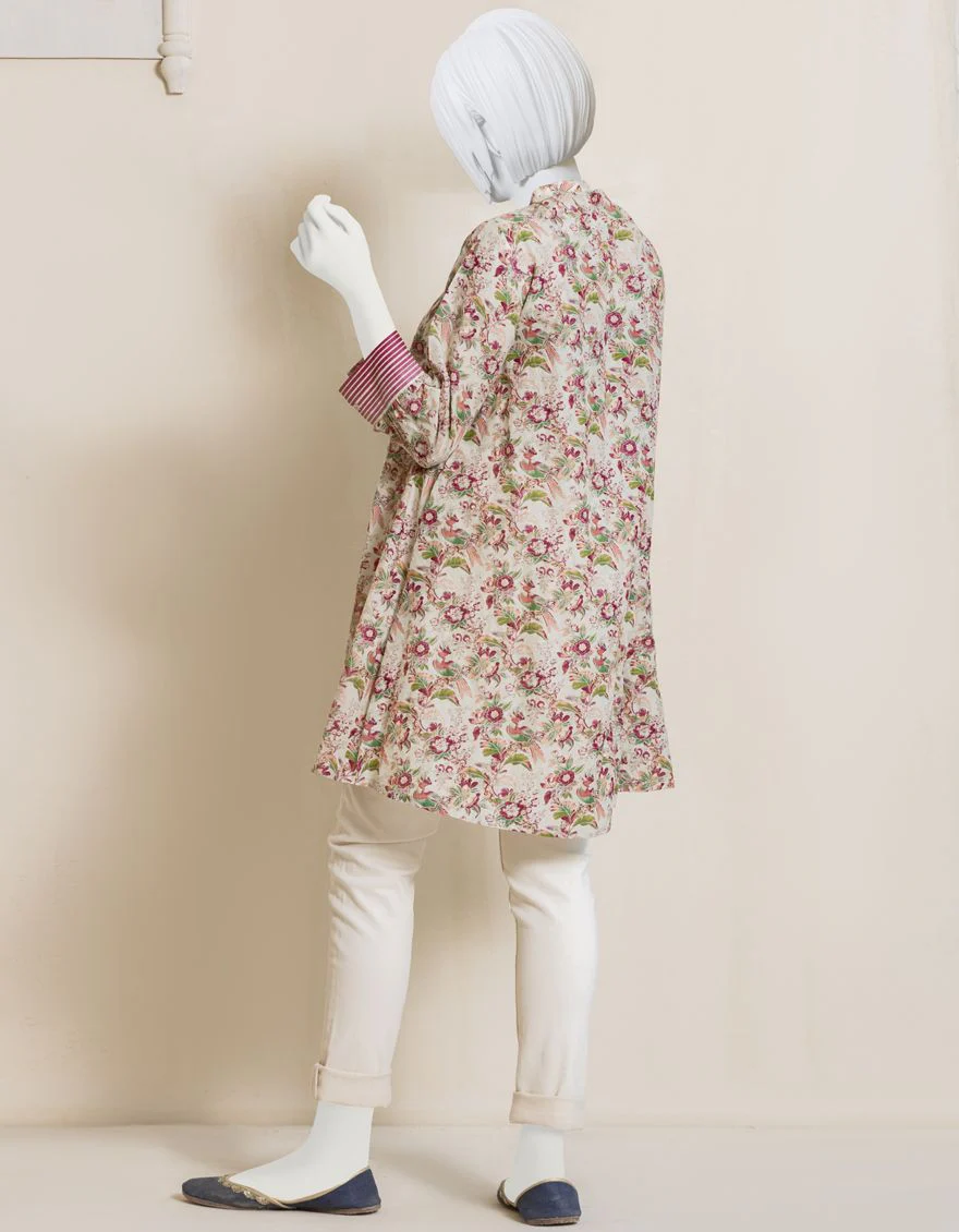 BEIGE LAWN KURTI | JYGK-YGKL-S-US-105-22 FB/CORAL - Image 2
