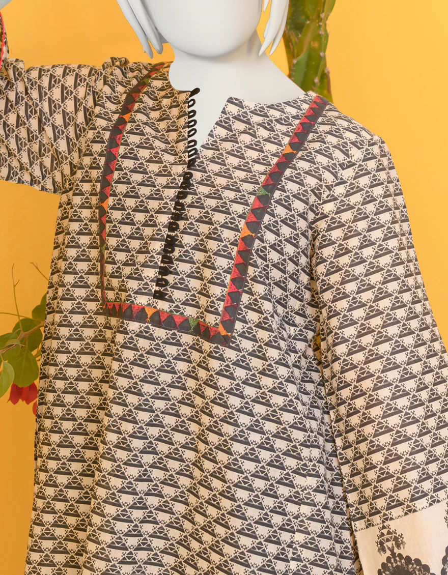 BLACK & BEIGE LAWN KURTI | JYGK-YGKL-S-US-105-23 FB/LOLA - Image 3