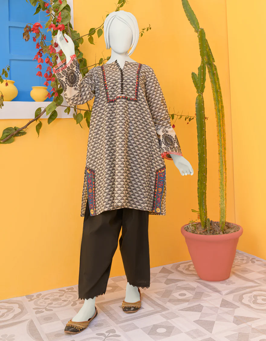 BLACK & BEIGE LAWN KURTI | JYGK-YGKL-S-US-105-23 FB/LOLA - Image 4