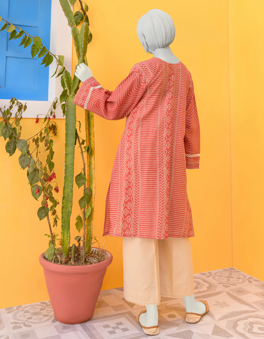 RED LAWN KURTI | JYGK-YGKL-S-US-106-23 FB/ELENA - Image 3
