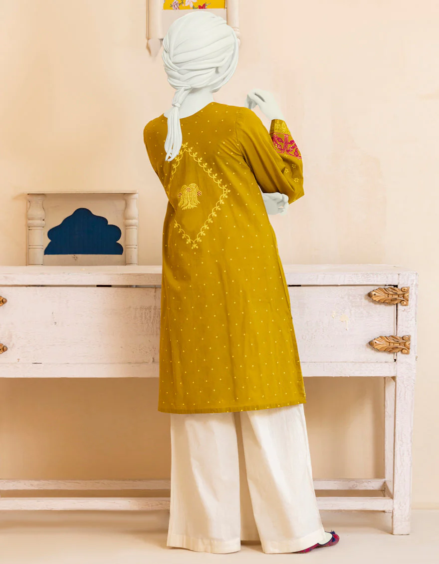 LIME GREEN LAWN KURTI | JYGK-YGKL-S-US-125-22 FB/MALIA - Image 2