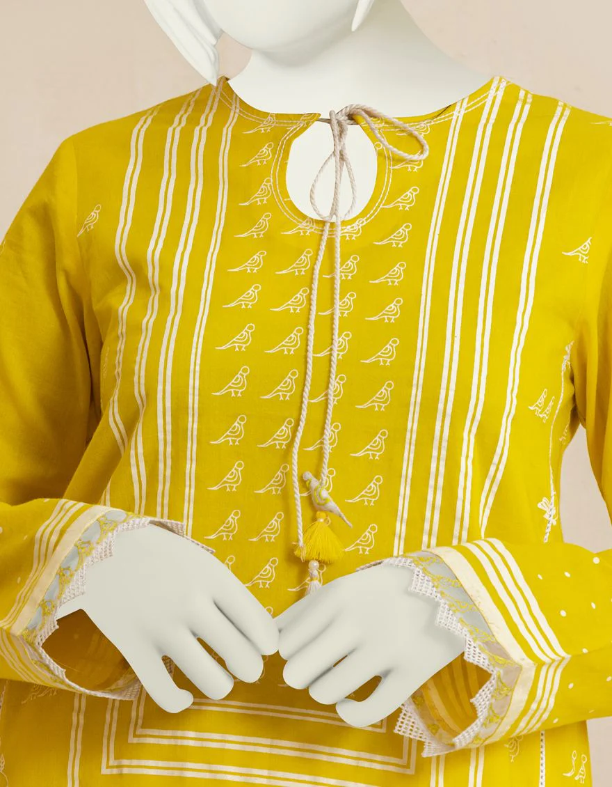YELLOW LAWN KURTI | JYGK-YGKL-S-US-129-22 FB/OLIVINE - Image 3